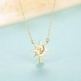 Designer Sun Moon s925 Silver Pendant Necklace Fashion Personalized Women Clavicle Chain Necklace Jewelry Accessories