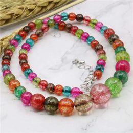 Chains 6-14mm Multicolor Tourmaline Chalcedony Beads Round Necklace Women Girls Gifts Stone 18inch DIY Jewellery Making Design Wholesale