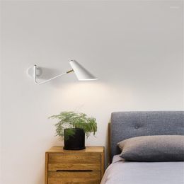 Wall Lamp Northern Europe Bedside Bright Simple Modern Adjustable Left And Right Swing Living Room Study Reading Light