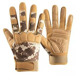 Cycling Gloves Men Women Outdoor Sport Fitness Full Finger Bicycle Cycling Glove Army Tactical Camouflage Military Fight Protect Mitten N31 230317