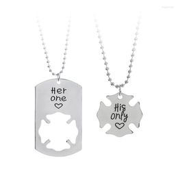 Pendant Necklaces "Her One His Only" Matching Necklace His&Hers Couples Gift Love Set For Lover Valentine's Day