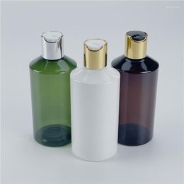 Storage Bottles 300ML X 20 White Green Brown Empty Plastic Oblique Shoulder With Disc Top Lid Lotion Shampoo PET Cosmetic Containers