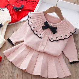 Girl's Dresses spring Toddler Baby Girl Clothes Autumn Winter Children Knitted Sweater Dress Suit 2Pcs Kids Clothing For Girls Dress 230320
