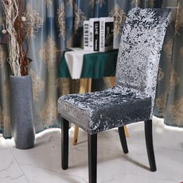 Chair Covers 2023 Velvet Shiny Fabric Universal Size Stretch Seat Case Slipcovers For Dining Room