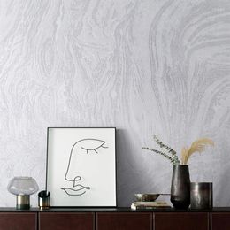 Wallpapers Papel De Parede Nordic Grey Non-woven Marble Wallpaper Non Self Adhesive Living Room Bedroom TV Background Behang