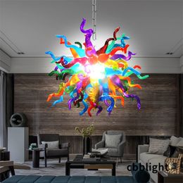 Hand Blown Glass Chandelier Multicolor Round Shape Contemporary Borosilicate Glass chandelier for Home Hotel Holiday Bar Lighting Accept Customized LR1441