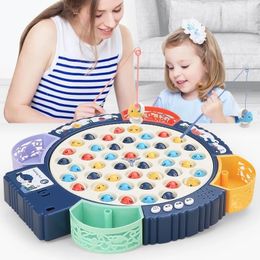 Party Games Crafts Fishing Toys For Children Boys Girls Magnetic Fish Game Electric Musical Rotating Board Play Outdoor Sports Educational Kid 230320