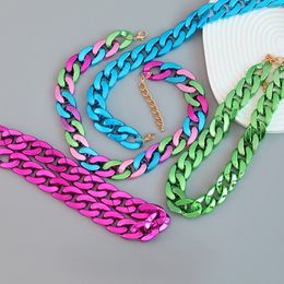 Halskette aus Kunstharz im Hip-Hop-Stil, mehrfarbige Halsketten als Geschenk, Party, Modeschmuck
