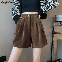 Women's Shorts Short Wide Leg Corduroy High Waist Autumn College Vintage Girlish Harajuku Stylish Street Wear Hipster Femme Y2k 230317