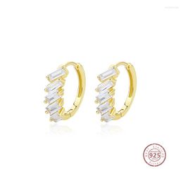 Hoop Earrings 925 Sterling Silver Irregular Geometric Square Zircon For Women Girls Fashion Simple Temperament Wedding Jewelry