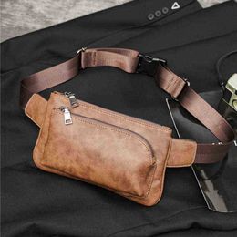 Nubuck Leather Chest Waist Bag For Men Fanny Pack Fashion Shoulder Crossbody Wallets Travel Outdoor Phone Holder 220610