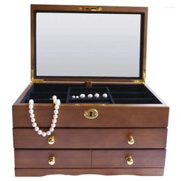 Jewellery Pouches Wooden Box / Gemstone Cabinet Armoire Ring Necklace Gift Storage