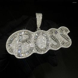 Chains Rectangle CZ Letter B Pendant Necklace Iced Out Bling Gold Silver Plated Cubic Zirconia Charm Men Women Hiphop Jewelry