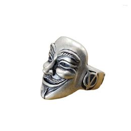 KJJEAXCMY 999 Silver cluster vintage ring - Asian Light Foot Craft V Word Vendetta Team Ghost Hand Design - Unisex Fine Jewelry from Europe and America