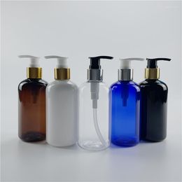 Storage Bottles White Black 250ML X 24 Cosmetic Anodized Aluminium Lotion Pump Empty Plastic Bottle For Shampoo Liquid Soap Personal Care