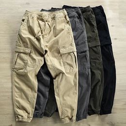 Calça masculina calça de carga masculino masculino de vários bolsos de rua