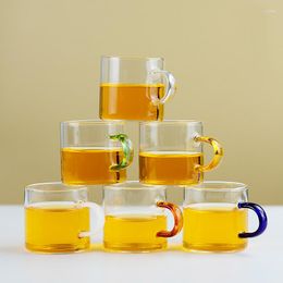 Mugs Colourful Transparent Creative Glass Coffee Tea Drinks Dessert Breakfast Milk Cup Handle Drinkware Gifts