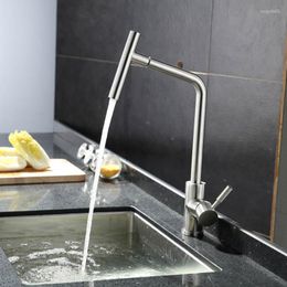 Kitchen Faucets Sink Faucet All Stailnless Steel Material Pull Out Sprayer Single Handle Deck Mount Nickel Brush Basin Taps BCFCL004