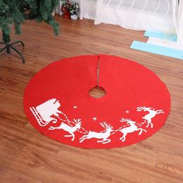 Christmas Decorations Tree Cover Skirt Deer Pattern Decoration Round Red For Home Holiday Party Joulukuusi Suojahame UYT Shop