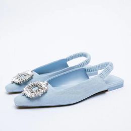 Sandals Round Toe Blue Large Size Comfort Shoes For Women Straps 2023 Summer Suit Female Beige Big Girls Flat Black Elastic