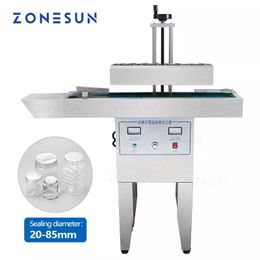 ZONESUN Automatic Electromagnetic Continuous Induction Aluminium Foil Sealing Machine Glass Bottle Vial Cap Sealing Machine