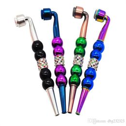 Smoking Pipes New Metal Smoke Fixture Four Rings Coloured Hollow Pipe with Cap Portable Easy to