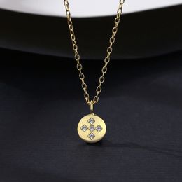 Designer Micro Set Zircon Disc s925 Silver Pendant Necklace Fashion Personalized Women's Collar Chain Plated 18k Gold Necklace Jewelry Accessories