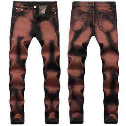 Men's Jeans 2023 Designer Summer Mens Clothing Ripped Destroyed Slim Denim Pants Casual Skinny Ruched Trousers Biker Motorcycle Male