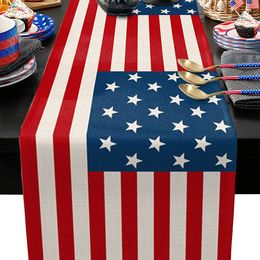 American Independence Day Table Runner Linen Printing Living Room Table Tea Table Holiday Decorative Cloth Nordic Table Cloth
