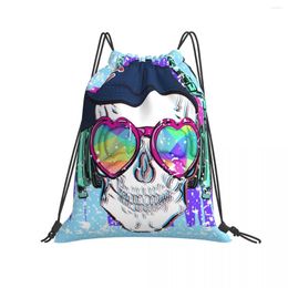 Shopping Bags Gym Bag Travel Drawstring Skull Headphones Hat Love Heart Glasses Outdoor Sport Backpack For Training Swimming Fitness