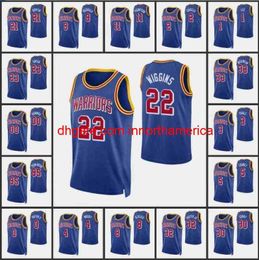 Stitched Custom basketball Jersey MEN Stephen Curry Klay Draymond Green Thompson Andrew Wiggins 21-22 75th Anniversary Jerseys