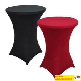 Bar Table Cover Lycra Spandex Cocktail Table Cloth Elastic Bistro Table Linens Stretch For Hotel Party Wedding Decoration