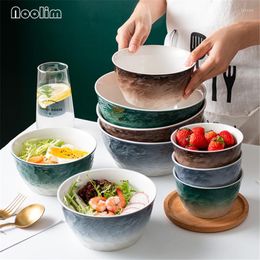 Bowls Nordic Ceramic Simple Rice Instant Noodle Soup Bowl Porcelain Restaurant Large Dessert Salad Ramen Kitchen Tableware