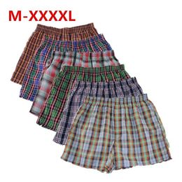 Underpants Shanboer 4PCSlot Mens Underwear Boxers Loose Shorts MenS Panties Cotton male Large classic Plaid Pants Plus Size 4XL 230317