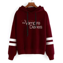 Womens Hoodies Sweatshirts Fashion Women Sportwear The Diaries Printed Hooded Sweatshirt Casual Long Sleeve Fleece Pullover Sweater Tops 230317