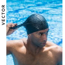 Swimming caps 3D Swimming Caps Elastic Professional Silica Gel Waterproof Ear Protection Adult Men Women Long Hair Hat Cover Ear Bone Pool 230320