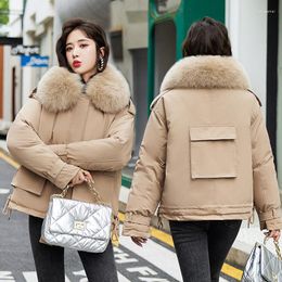 Women's Trench Coats Fur Collar Cotton Thicken Warm Autumn Winter Lining Jacket Coat Women Casual Parka