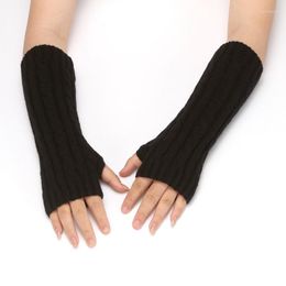Cycling Gloves Knitted Women's Wool Half-finger Long Autumn And Winter Cute Warm Fingerless Extended