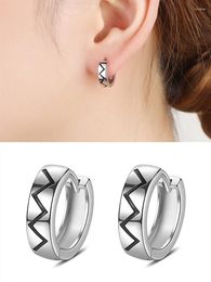 Hoop Earrings Chic Black Enamel Geometric Clip On Stud For Women 18k White Gold Silver Colour Jewellery Brincos Trendy Accessories