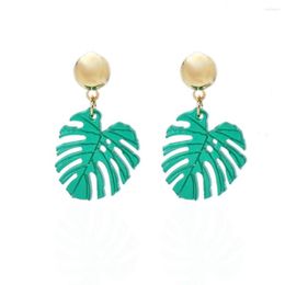 Dangle Earrings Fashion Big Leaf Drop For Women Green Acrylic Jewellery Female Statement Boucles D Oreille