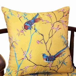 Pillow /Decorative Printed Flower And Bird Sofa Pillowcase Skin-friendly Embroidered Decorative S Cover Home Decor