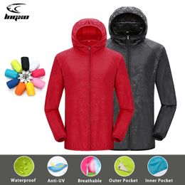 Outdoor Jackets Hoodies LNGXO Unisex Waterproof Outdoor Sport Jacket Men Women Hiking Camping Trekking Quick Dry Windbreaker SunProtective Rain Coat 230320