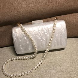 Evening Bags Pearl Acrylic Clutch White HandBags Marble Women Bag Luxury Wedding Wallets Party Prom Purses Drop 230317
