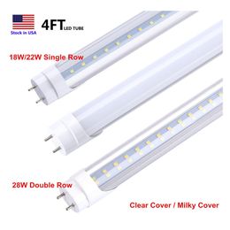 Led Tubes 4Ft T8 Tube 18W 22W 28W 4 Feet G13 Bi Pin Garage Lights 1.2M Shop Light Fluorescent Lamp Replacement Ballast Removed Dual Dh1Pu