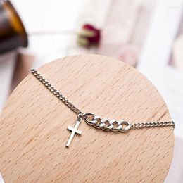 Choker 2023 Fashion Trendy Sliver Color Chains Cross Pendants Short Necklace For Woman Alloy Religious Jewelry Male