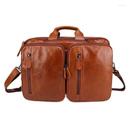 Backpack Vintage Genuine Leather Men's Multi-function Handbag Briefcase Top Layer Shoulder Bag