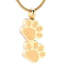Chains IJD9955 Stainless Steel Double Print Urn Pendant Memorial Ash Keepsake Cremation Jewelry Pet Dog Ashes Necklace