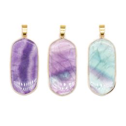 Natural Stone Pendants Colored Fluorite Crystal Charms Diy Earrings Jewelry Making Accessories