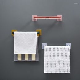 Bath Accessory Set Wall-Mounted Self-Adhesive Hanging Shelf Plastic Towel Rail Track Free Perforated Rack Kitchen And Bathroom Storage