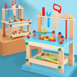 Tools Workshop Preschool Baby Montessori Toys Kids Wooden Simulation Multifunctional Repair Tool Set Pretend Play For Children Gift 230320